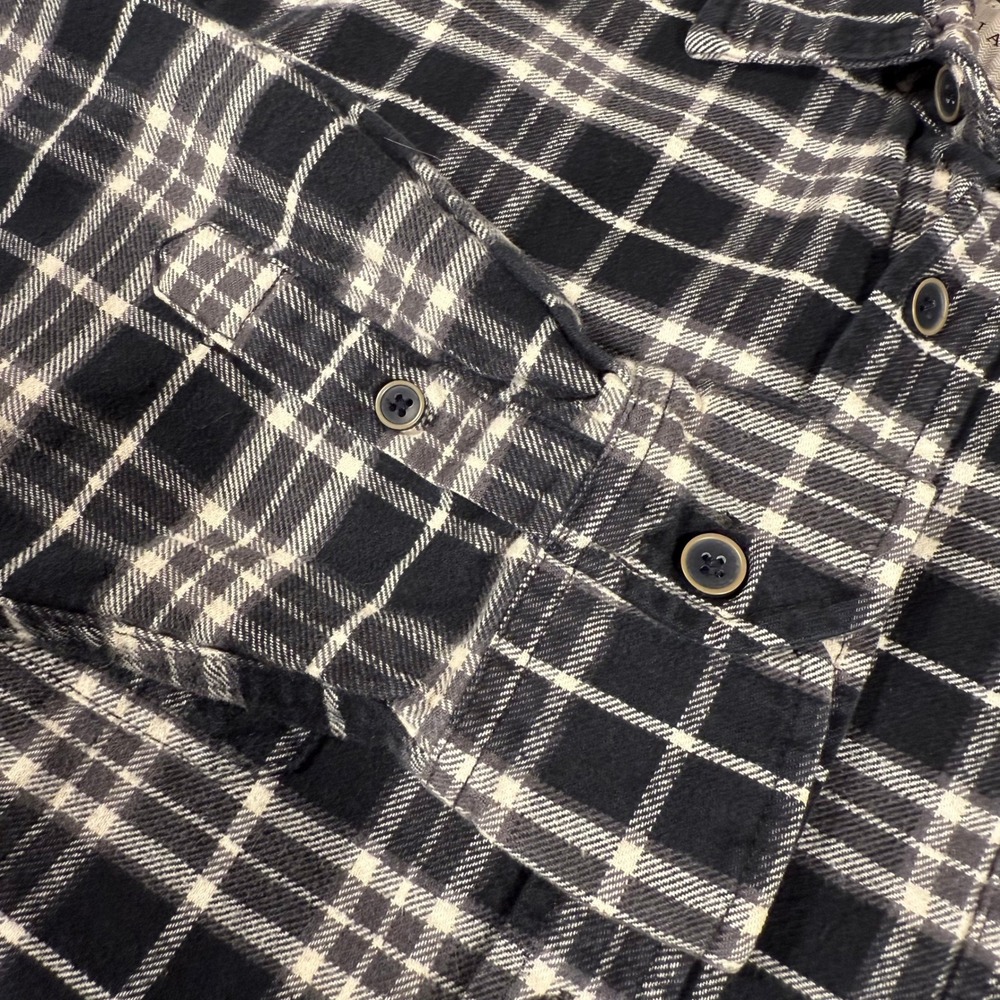 Jachs NY Mens Black White Plaid Thick Cotton Flannel Shirt Long Sleeve Button Up - Picture 9 of 16